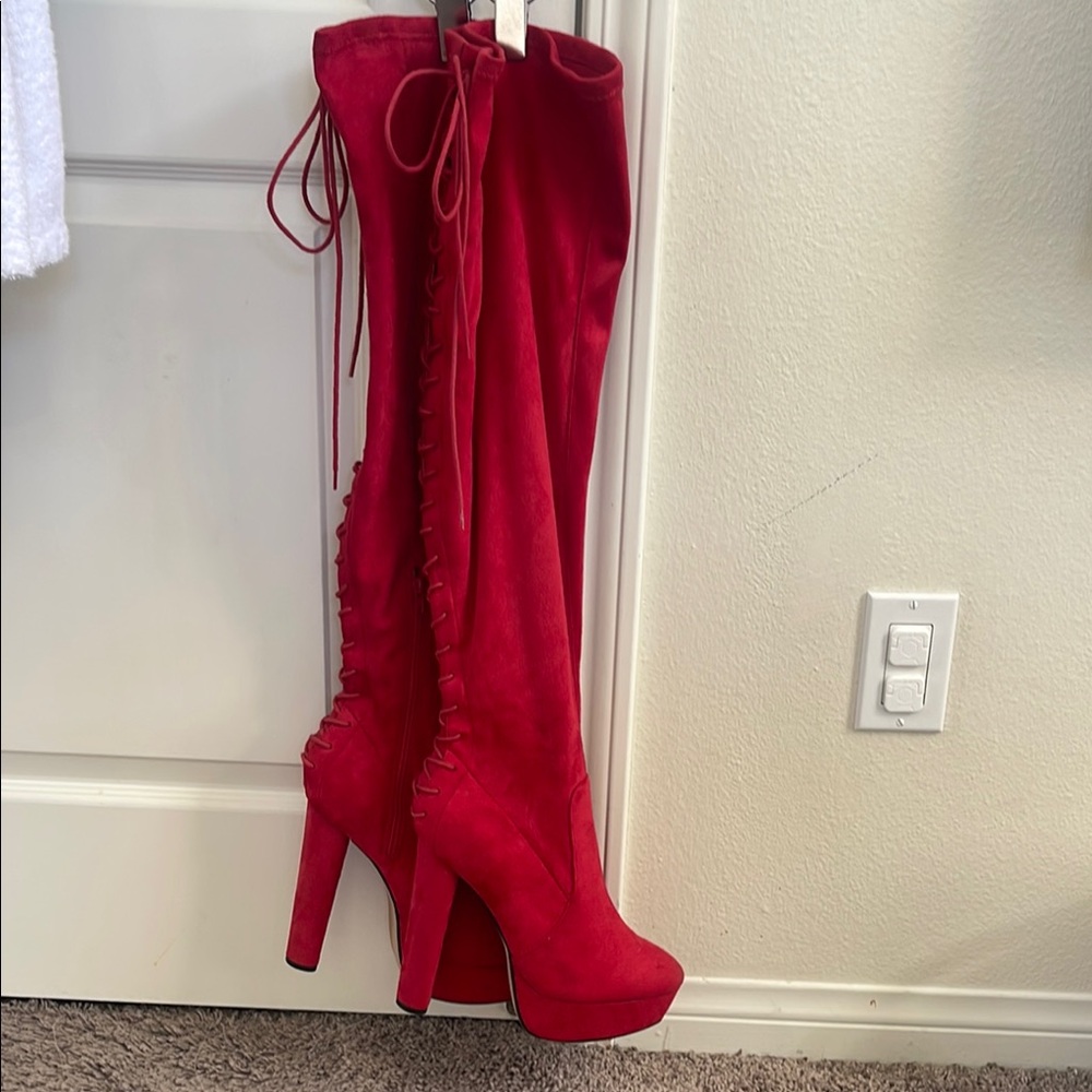 Red Women's Thigh-High Boots